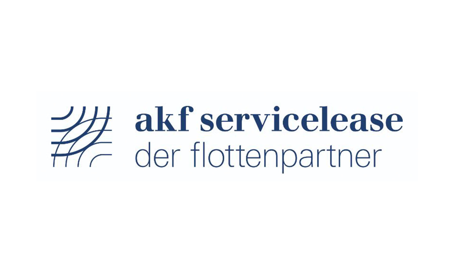 Logo der akf Servicelease mit blauen geometrischen Linien auf der linken Seite und dem Text akf servicelease der flottenpartner in blau auf weißem Hintergrund.