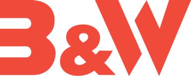 Große, fette rote Buchstaben stehen in Schwarzweiß auf weißem Hintergrund, wobei die Buchstaben eng beieinander stehen und das kaufmännische Und zum Stil der Buchstaben passt.
