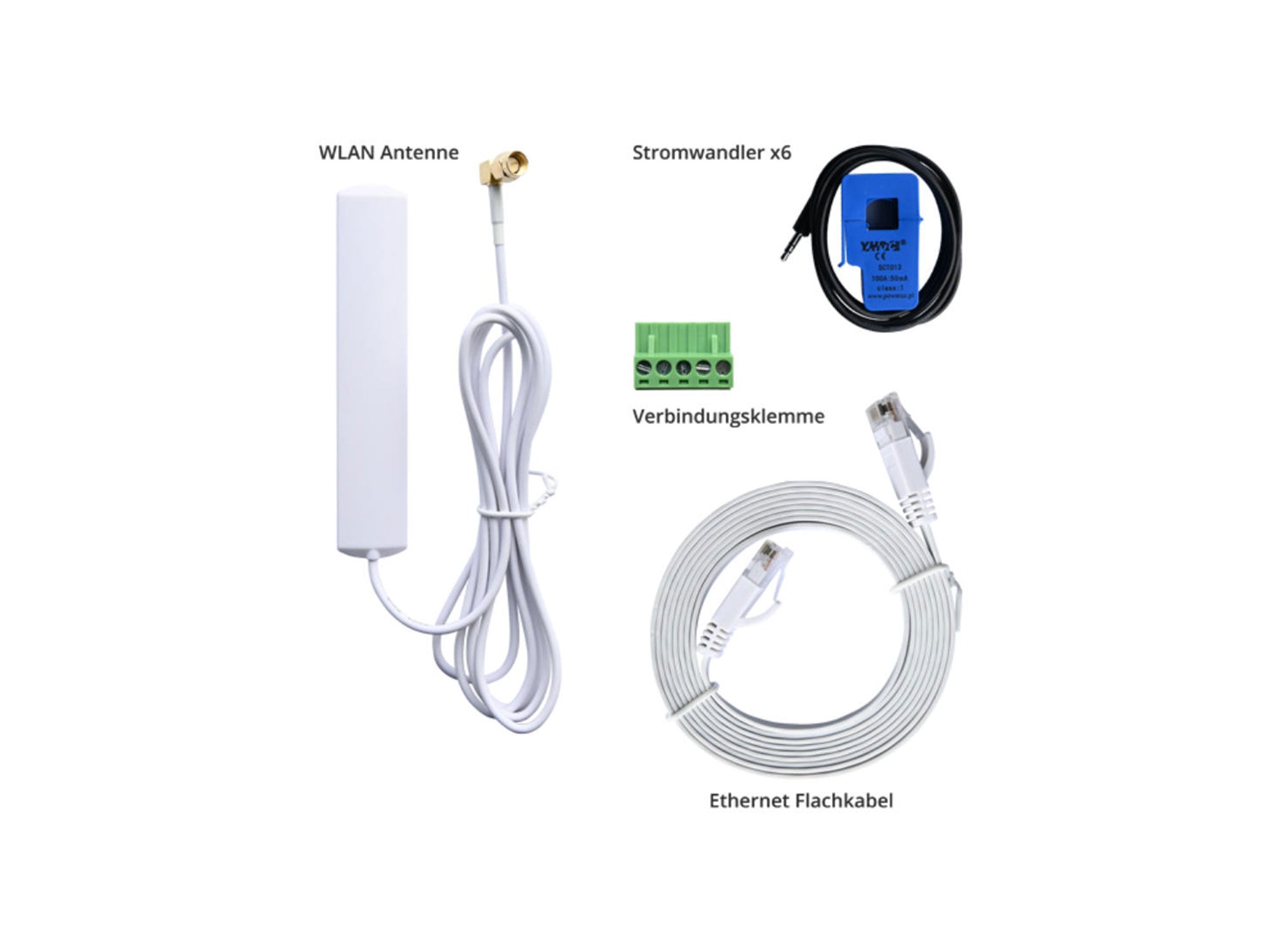 go - e WLAN Antenne Stromwandler Verbindungsklemme Ethernet Flachkabel